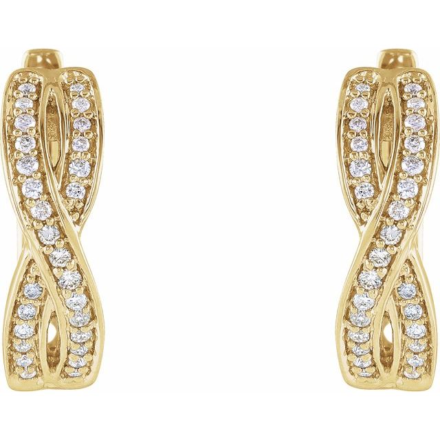 14k Yellow 1/5 Ctw Natural Diamond Infinity-inspired 15.8 Mm Hoop Earrings