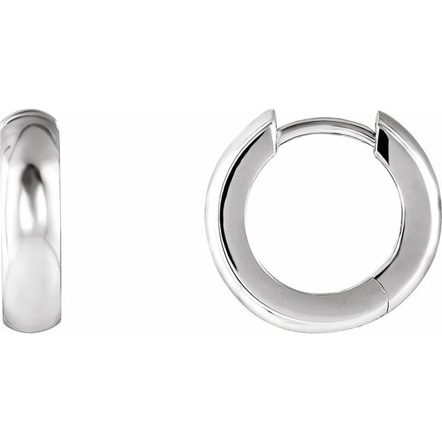 14K White Hinged 14.25 mm Hoop Earrings