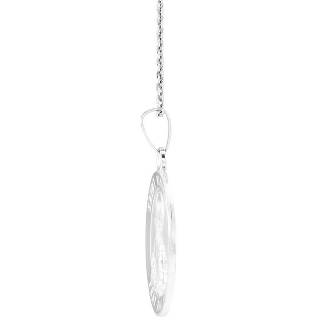 Sterling Silver 18.25 mm St. Nicholas Medal 18' Necklace