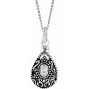 Sterling Silver 6x4 mm Oval April Birthstone Ash Holder 18' Necklace