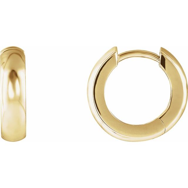 14K Yellow Hinged 14.25 mm Hoop Earrings