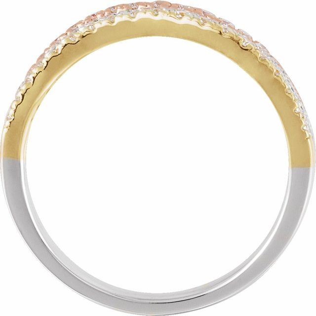 14k White/yellow/rose 1/2 Ctw Natural Diamond Stacked Ring
