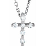 14k White .08 Ctw Natural Diamond Cross 16-18' Necklace