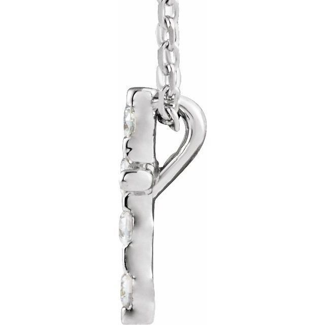 14k White .08 Ctw Natural Diamond Cross 16-18' Necklace
