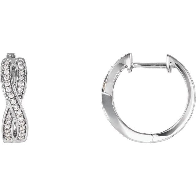 14k White 1/5 Ctw Natural Diamond Infinity-inspired 15.8 Mm Hoop Earrings