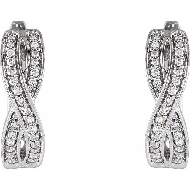 14k White 1/5 Ctw Natural Diamond Infinity-inspired 15.8 Mm Hoop Earrings