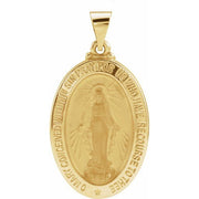 14K Yellow 25x18 mm Oval Hollow Miraculous Medal