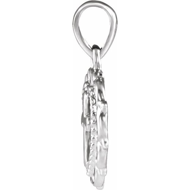 Sterling Silver Youth Heart With Cross Pendant