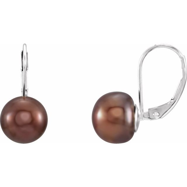 Sterling Silver Cultured Brown Freshwater Pearl Earrings