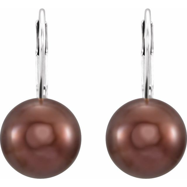 Sterling Silver Cultured Brown Freshwater Pearl Earrings
