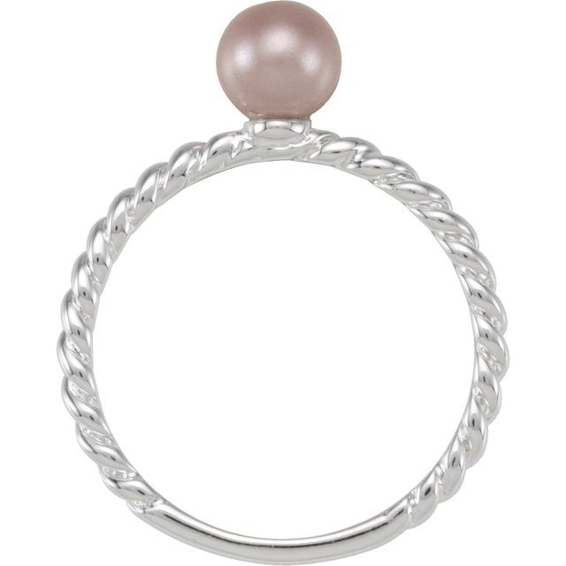 Sterling Silver Imitation Pink Pearl Rope Ring