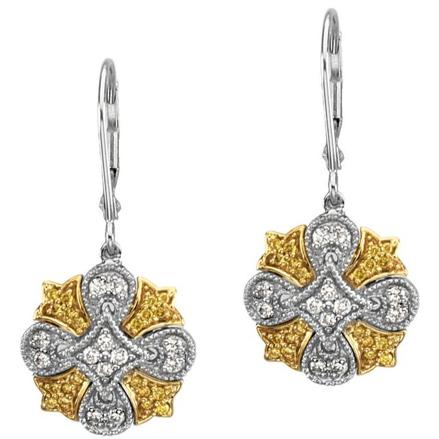 14K White/Yellow 1/2 CTW Natural Diamond Earrings