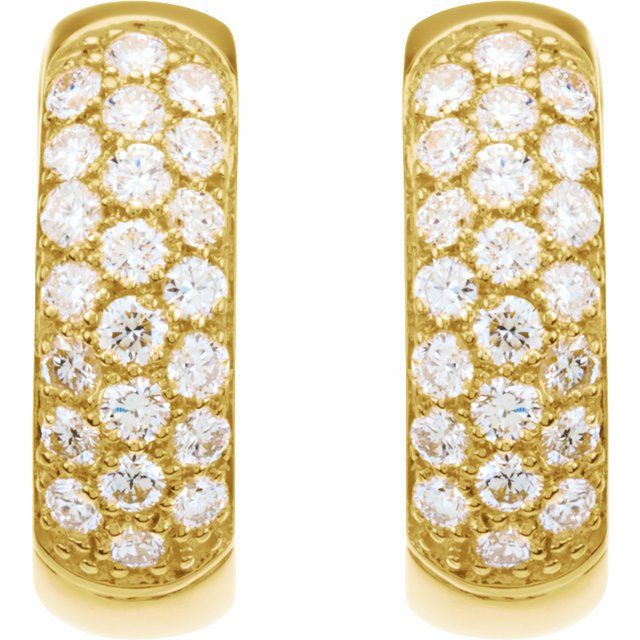 14K Yellow 7/8 CTW Natural Diamond Hoop Earrings