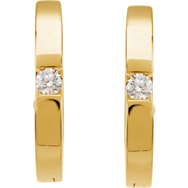 14K Yellow .07 CTW Natural Diamond Hoop Earrings
