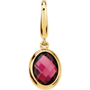 14k Yellow Checkerboard Natural Rhodolite Garnet Charm