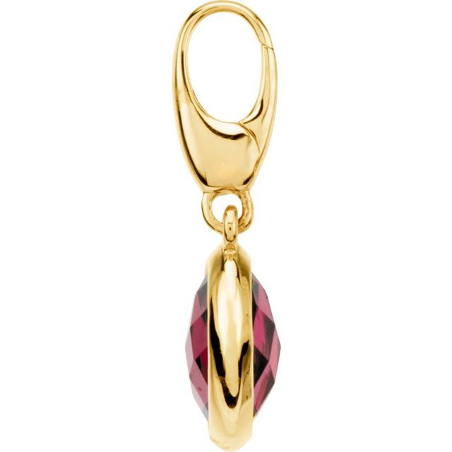 14k Yellow Checkerboard Natural Rhodolite Garnet Charm