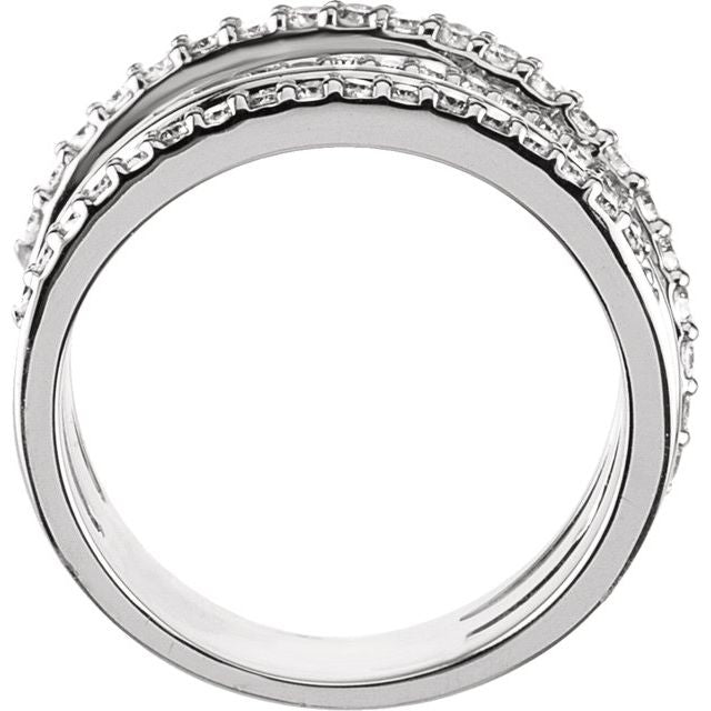 14K White 1/2 CTW Natural Diamond Criss Cross Ring
