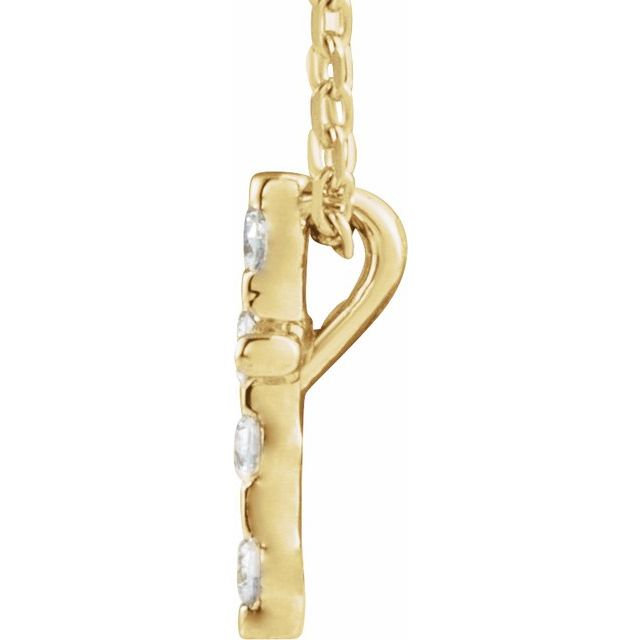 14k Yellow .08 Ctw Natural Diamond Cross 16-18' Necklace