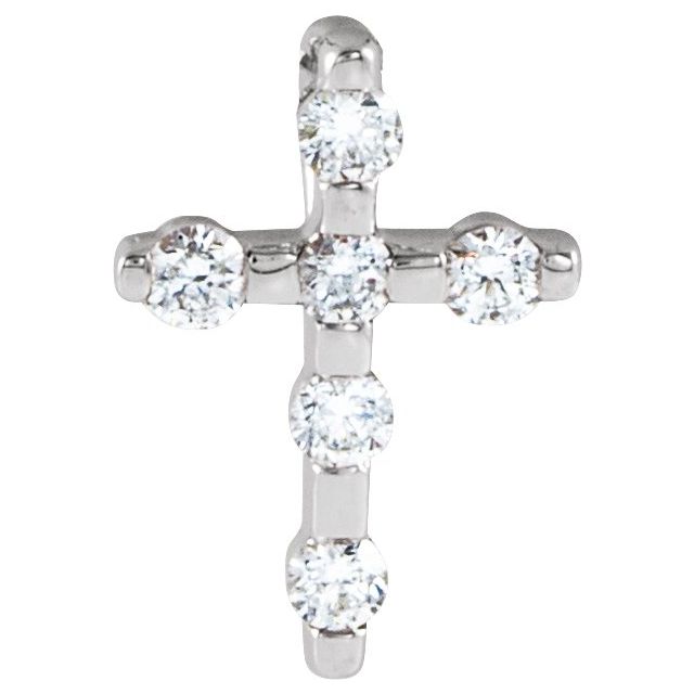 14k White .08 Ctw Natural Diamond Cross Pendant
