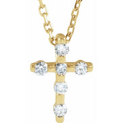 14k Yellow .08 Ctw Natural Diamond Cross 16-18' Necklace