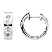 14K White 1/3 CTW Natural Diamond 15.2 mm Hoop Earrings
