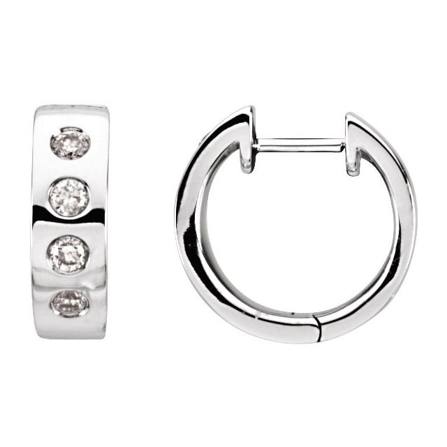 14K White 1/3 CTW Natural Diamond 15.2 mm Hoop Earrings