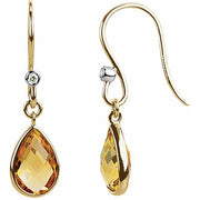 14K Yellow Natural Citrine & .02 CTW Natural Diamond Earrings