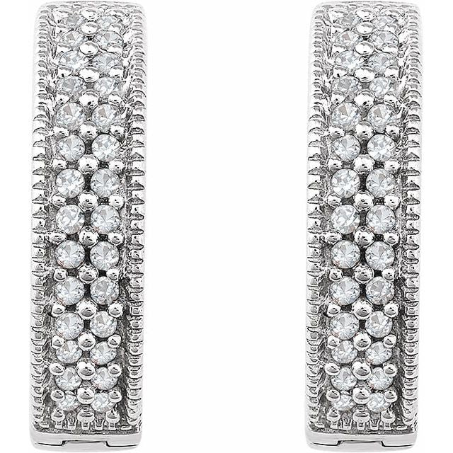 14k White 1/4 Ctw Natural Diamond 15.5 Mm Hoop Earrings