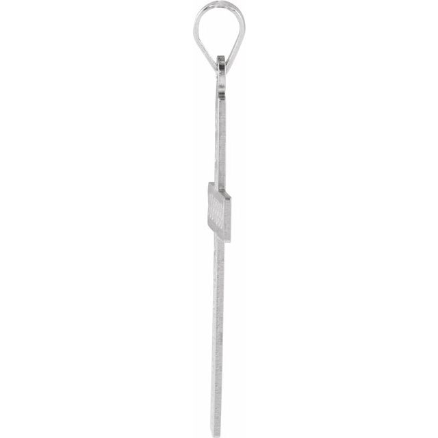 14k White 39x25 Mm Geometric Cross Pendant