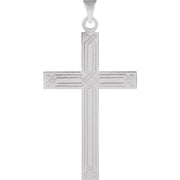 14K White Geometric Cross Pendant