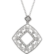 Sterling Silver 1/6 CTW Natural Diamond Filigree 18' Necklace