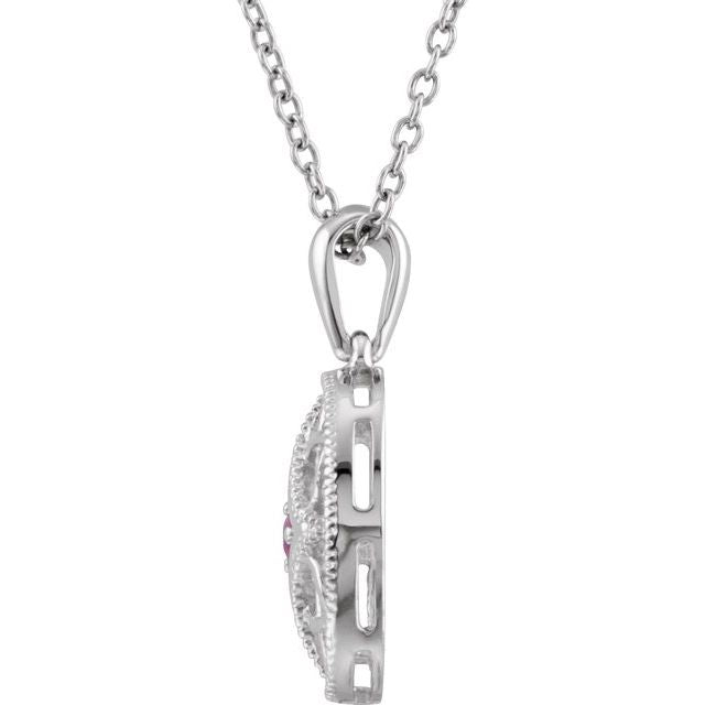 Sterling Silver Natural Ruby 18' Necklace