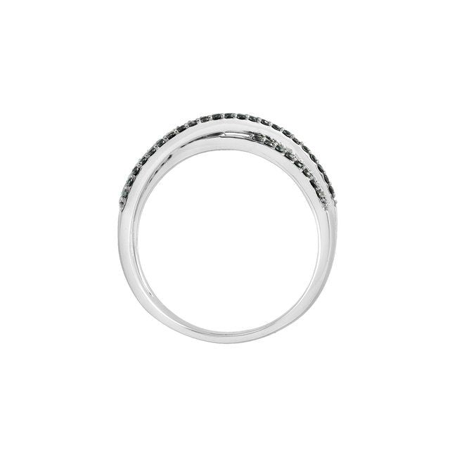 14K White 3/8 CTW Natural Black & White Diamond Criss-Cross Ring
