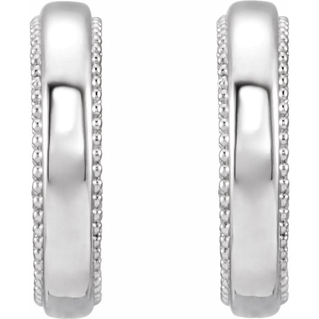 14k White Floral & Milgrain 12.6 Mm Hoop Earrings