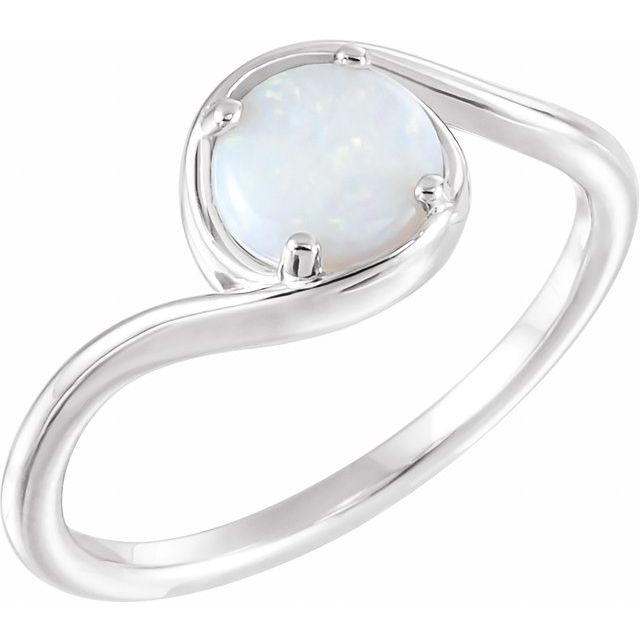 Sterling Silver Natural White Opal Bypass Ring