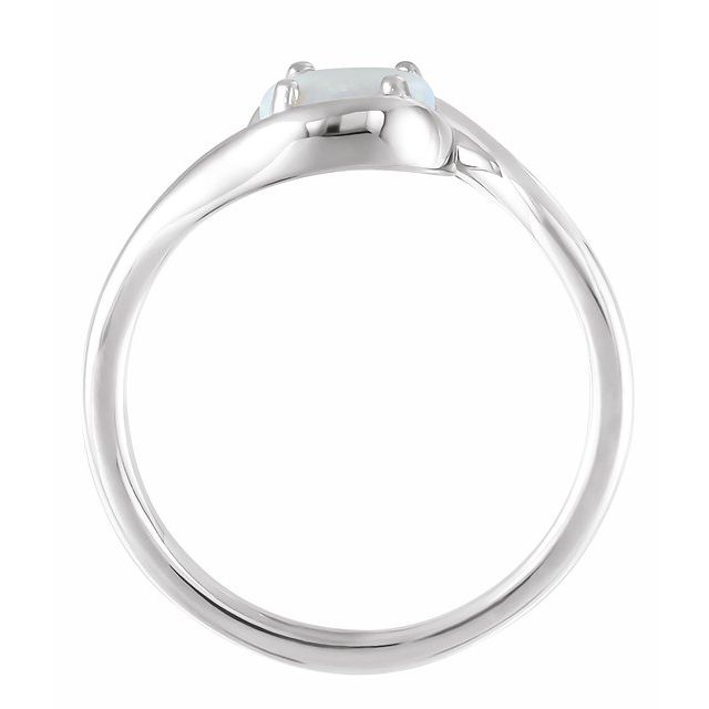 Sterling Silver Natural White Opal Bypass Ring