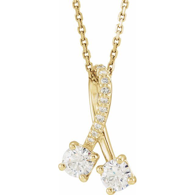 14K Yellow 1/2 CTW Natural Diamond 16-18' Necklace