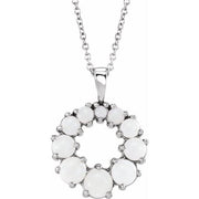 14k White Natural White Opal Halo-style 16-18' Necklace