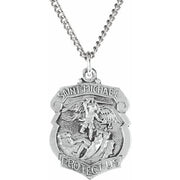 Sterling Silver 24.6x21 mm St. Michael Medal 24' Necklace