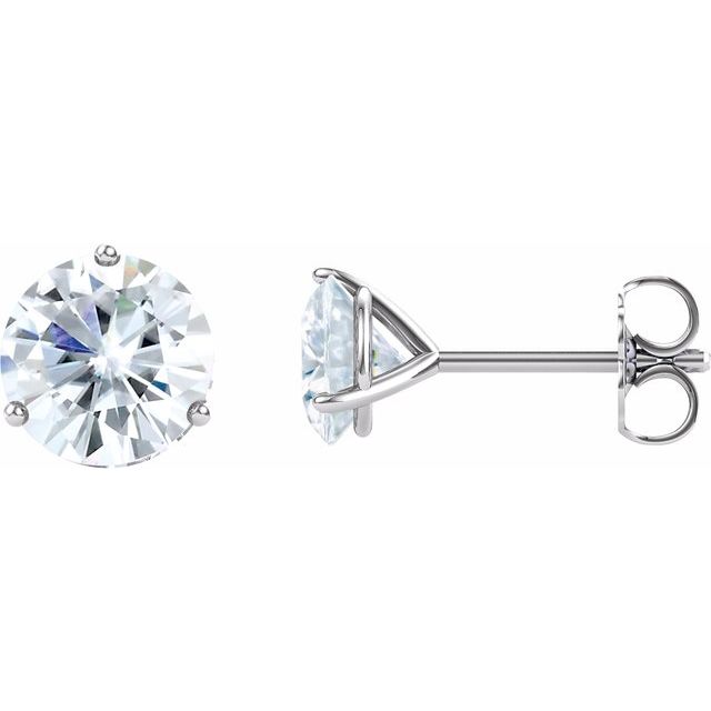 14k White 6.5 Mm Round Forever One™ Lab-grown Colorless Moissanite Earrings