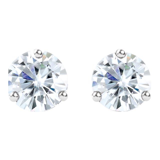 14k White 6.5 Mm Round Forever One™ Lab-grown Colorless Moissanite Earrings