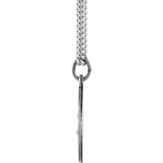 Sterling Silver 18 Mm Baptism Medal 18' Necklace