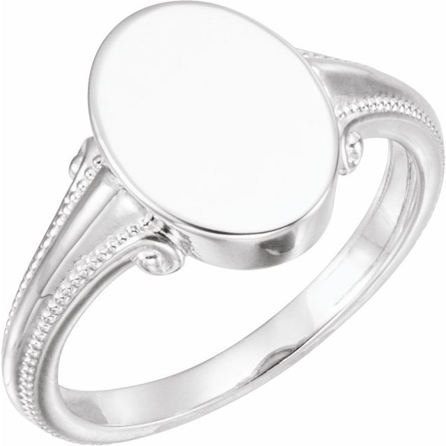Sterling Silver Oval Signet Ring
