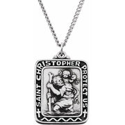 Sterling Silver 31.5x26 mm St. Christopher Medal 24' Necklace