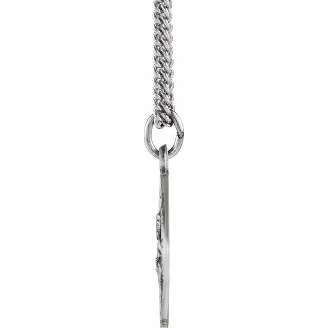 Sterling Silver 22 mm Round St. Peter 24' Necklace