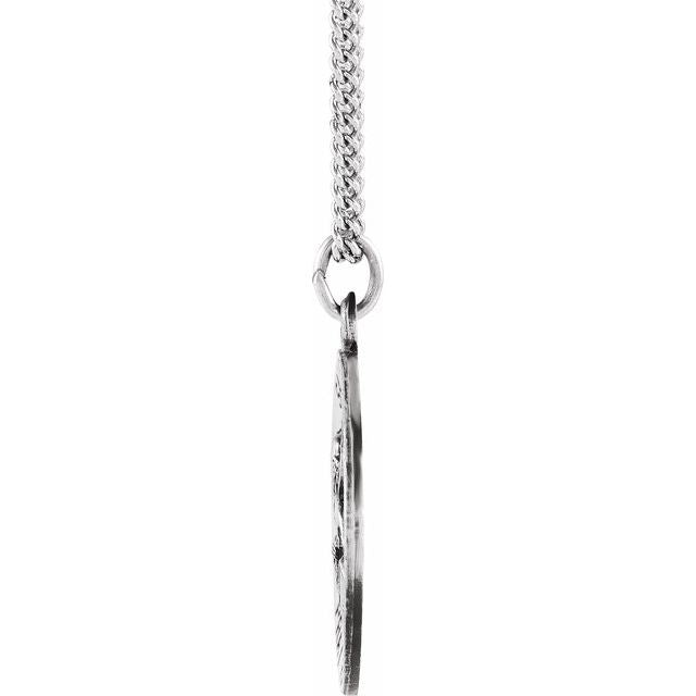 Sterling Silver 18 mm Round St. Peter 18' Necklace