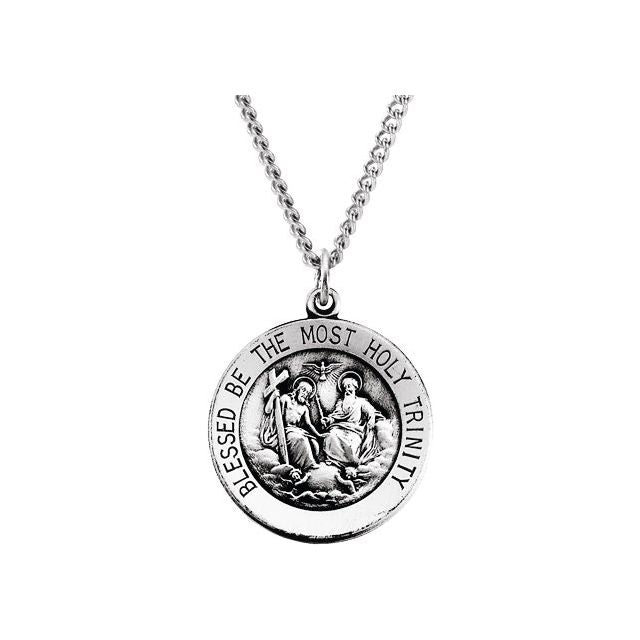 Sterling Silver 18 mm Round Holy Trinity 18' Necklace