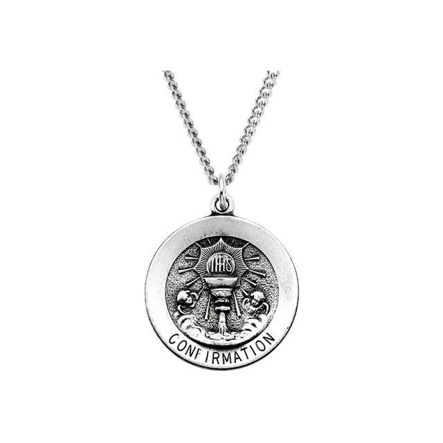 Sterling Silver 18.5 mm Round Confirmation 18' Necklace