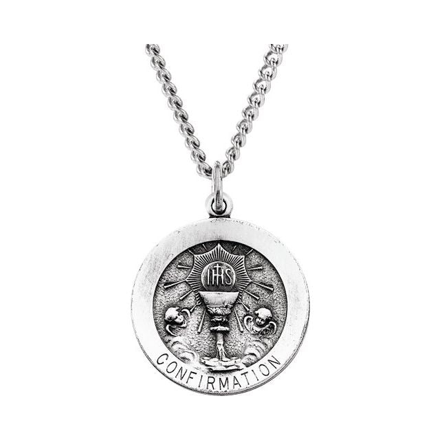 Sterling Silver 21.75 mm Round Confirmation 24' Necklace