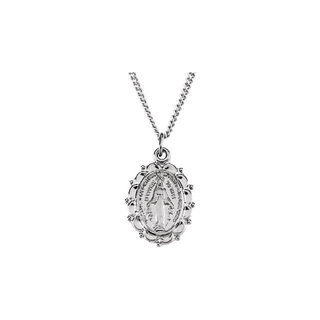 Sterling Silver 13x11 mm Miraculous Medal 18' Necklace